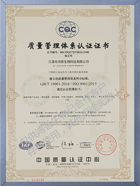 ISO9001质量管理体系认证证书